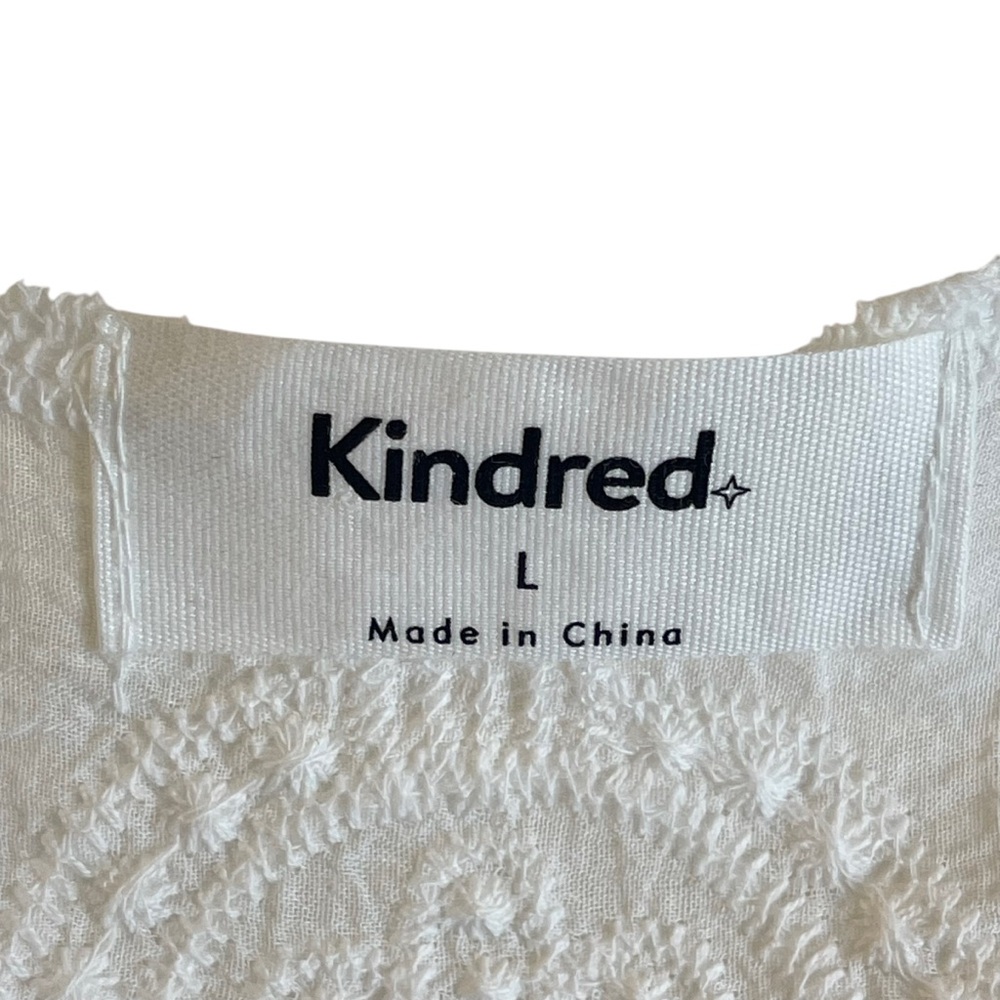Kindred White Embroidered Floral Open Front Kimono Duster Sz L Beach Casual - Picture 12 of 13